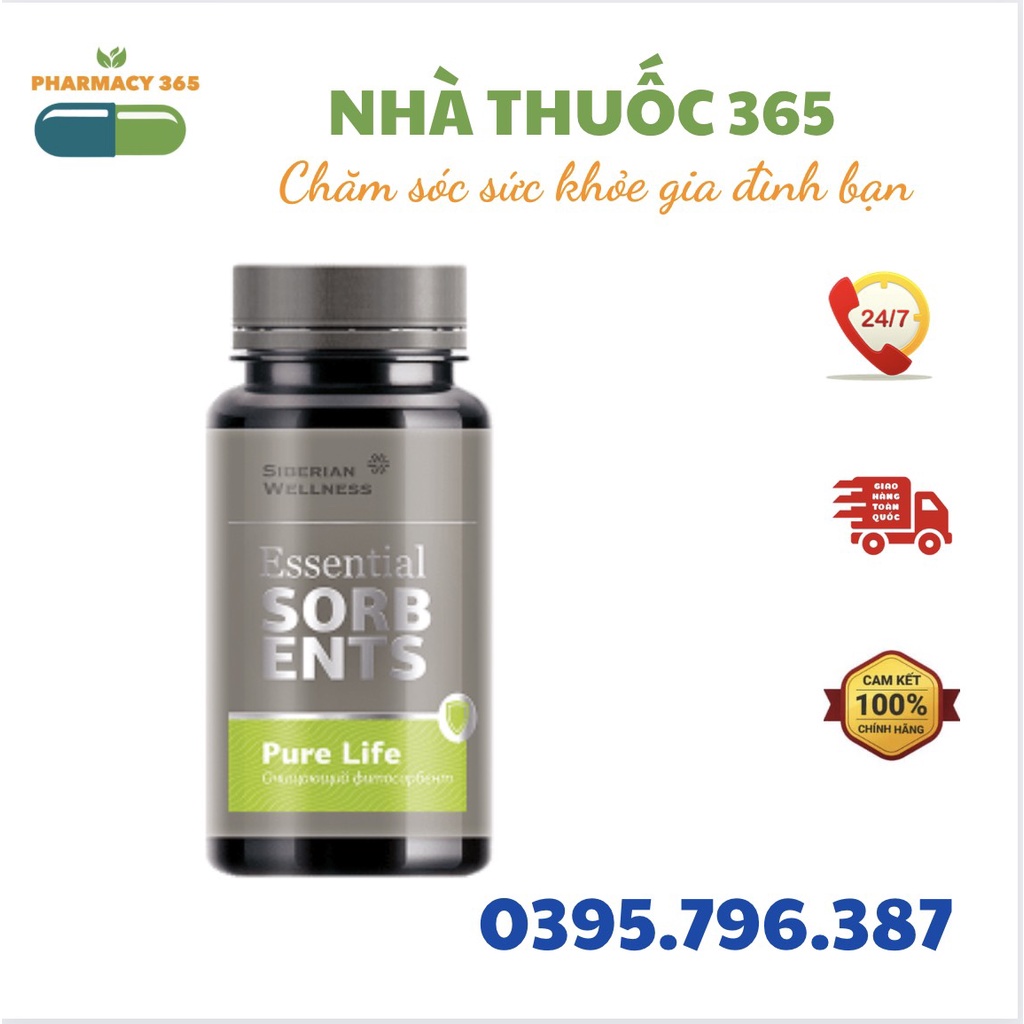 Pure Life Siberi - Thực phẩm bảo vệ sức khỏe Essential Sorbents Pure Life – 80 g – Date T3/2023