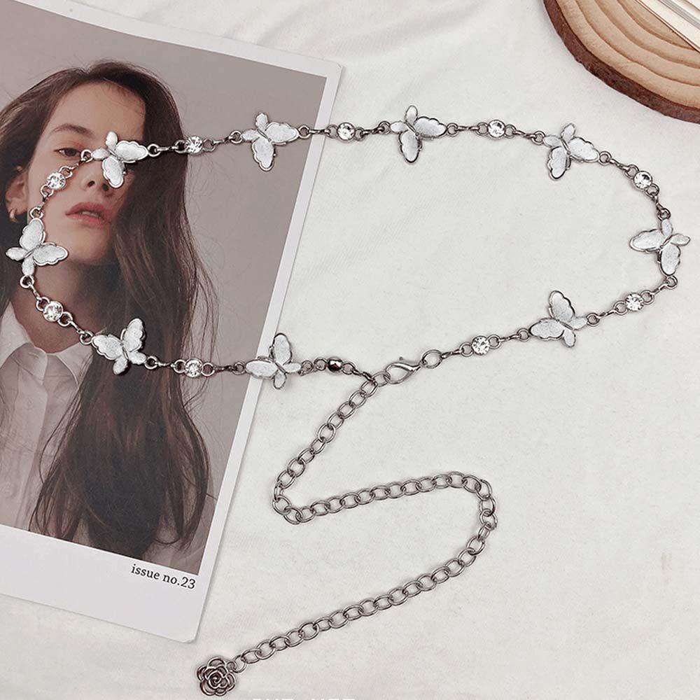 Dây Xích Đeo Hông Màu Bạc Hình Bướm Đính Đá Nhiều Màu Sắc Phong Cách Cổ Điển Thời Trang Cho Nữ