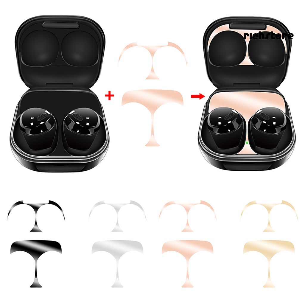 richstore Metal Sticker Ultra-thin Dustproof Charging Box Protective Film for Samsung Galaxy Buds Pro Bluetooth Earphones