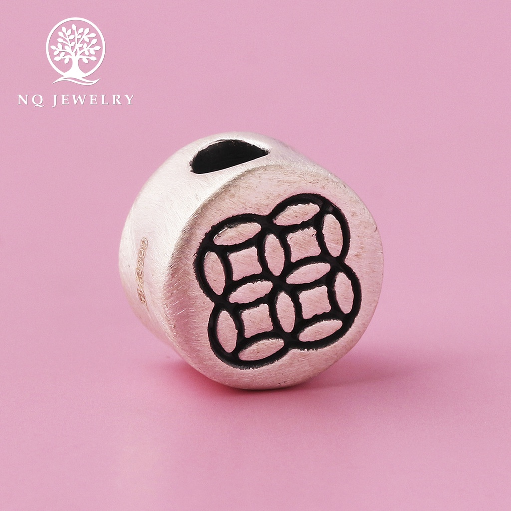 Charm bạc xỏ ngang họa tiết - NQ Jewelry