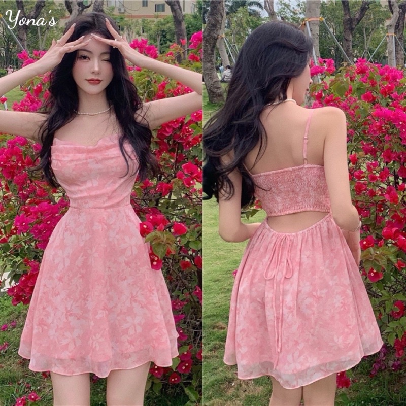 Yona’s Đầm hoa nhí cổ đổ xinh xắn thời trang nữ kèm feelback khách xinh D35P