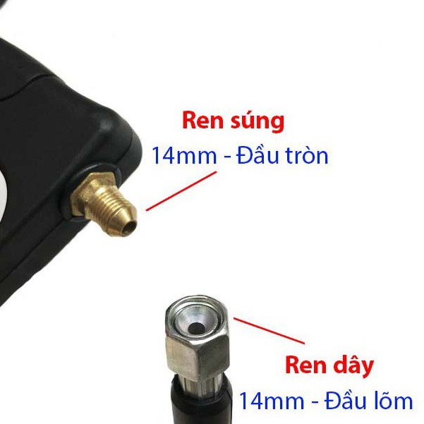 Súng rửa xe, Súng rửa xe áp lực cao ren ngoài 22 và 14mm