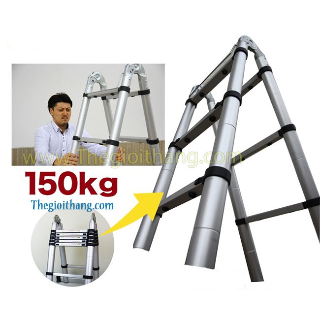 Thang nhôm rút đôi đa năng Nikita kích thước từ 3.2m đến 8.0m, SP chính hãng Nikita - BH 12 tháng.