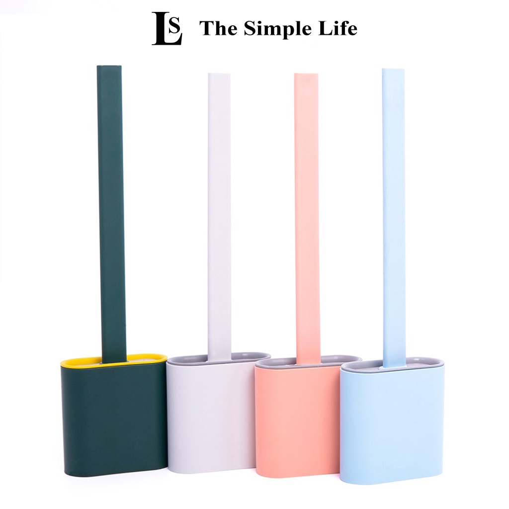 Chổi cọ nhà vệ sinh silicon, cây cọ chà toilet bồn cầu nhà tắm bằng silicon có giá đựng dán tường cao cấp [CHÍNH HÃNG]