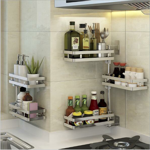 Kệ Gia Vị Nhà Bếp INOX SUS304, Kệ xoay lắp đặt dán tường hoặc khoan vít nở - KX304