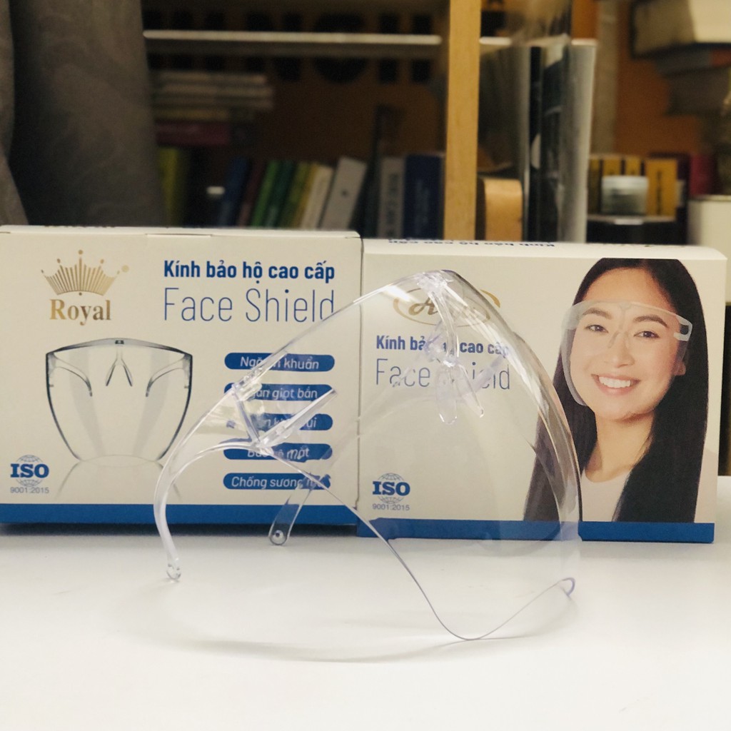 Kính bảo hộ cao cấp Royal Asia face shield phòng chống giọt bắn, chống bui mưa đi xe máy màu trong suốt