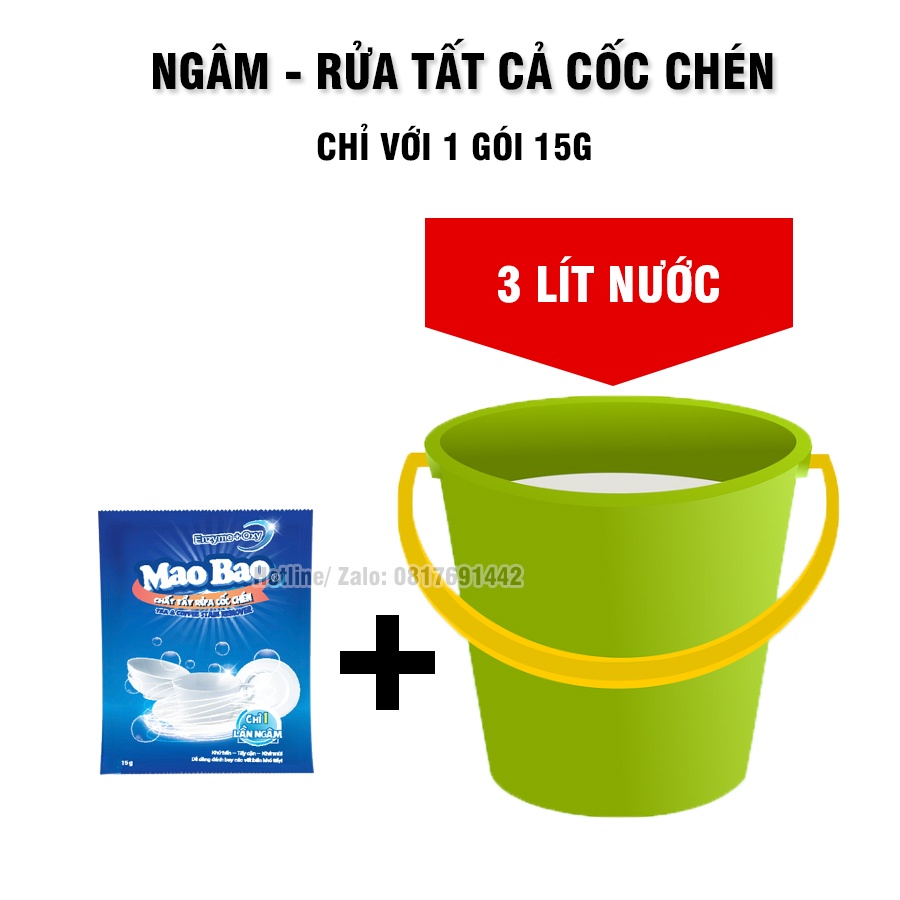 Hộp 4 Gói Bột Tẩy Rửa Cốc Chén Ố Vàng, Sỉn Màu Lâu Ngày Siêu Mạnh