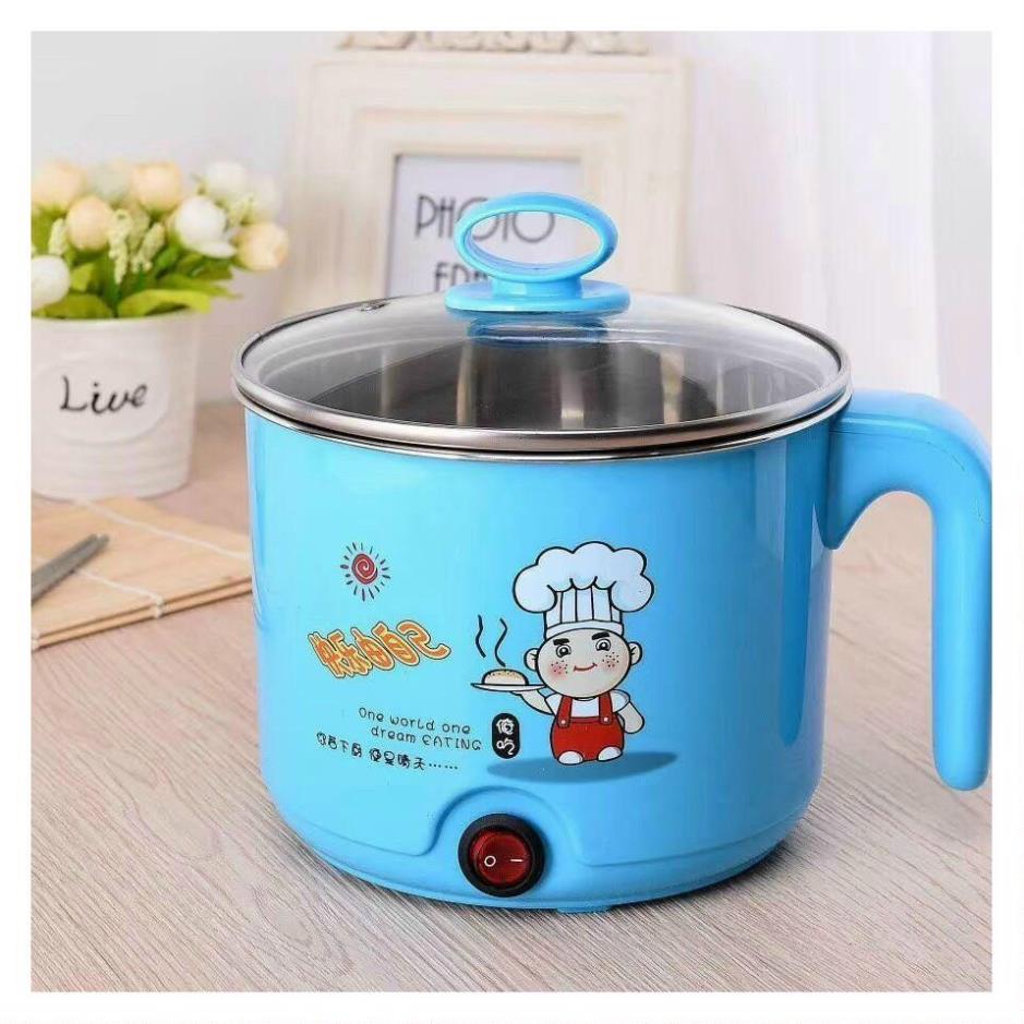 Nồi lẩu điện ca mì mini tiện dụng 18cm 2 lớp kèm xửng hấp inox