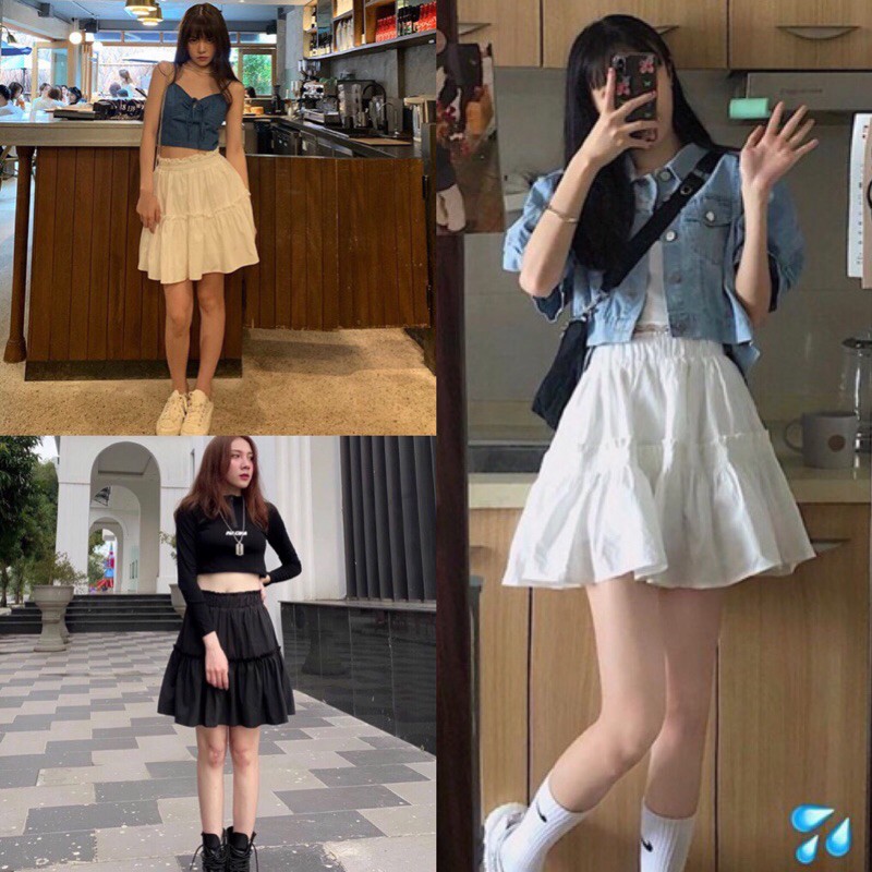[Rẻ Vô Địch Chân Váy Xòe 2 Tầng 🦋 Váy Ngắn Nữ Chất Đũi Kèm Lót 2 Màu 🦋 | BigBuy360 - bigbuy360.vn