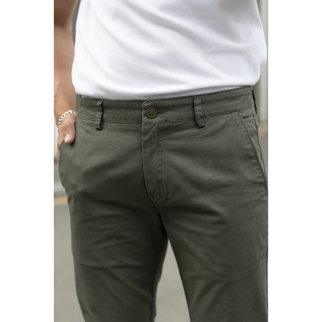 Quần Kaki Nam Cao Cấp Xanh Rêu, Quần Kaki Túi chéo Chất Vải Co Giãn Thoải Mái, DOKI KC-04