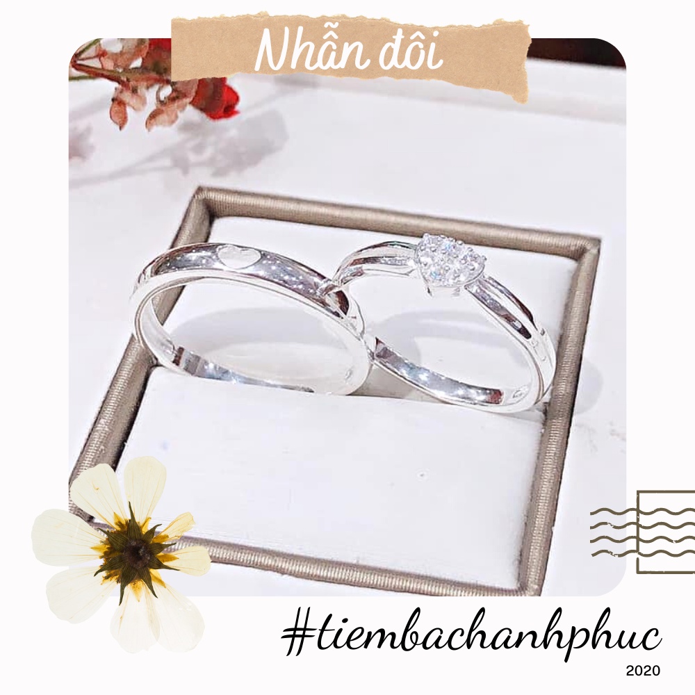 Nhẫn Đôi, Nhẫn đôi bạc nam nữ bạc ta xịn không xỉn màu, nhẫn cặp tình yêu - Mã TSJC12