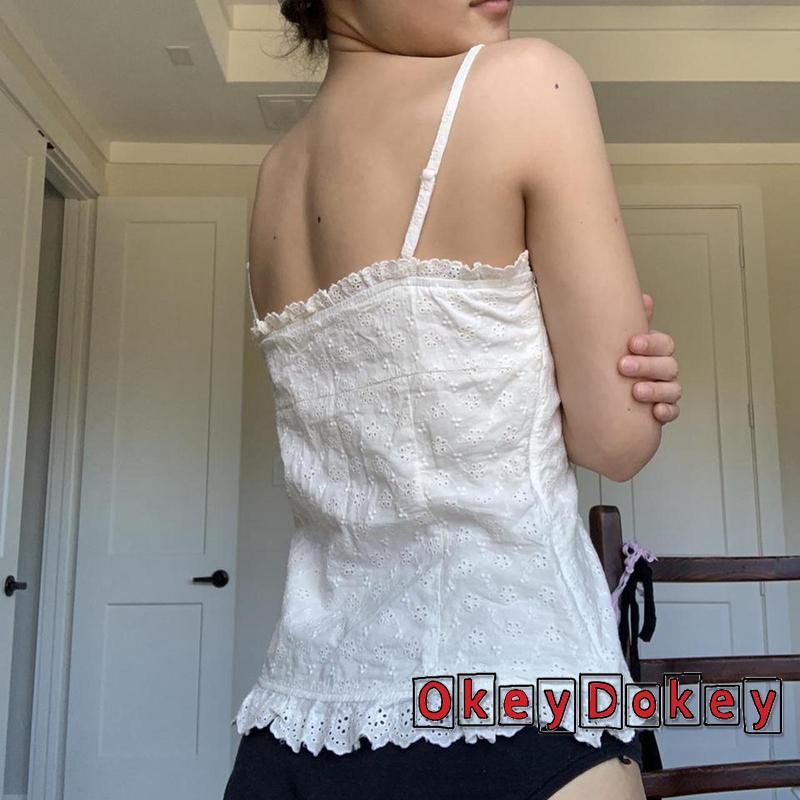 Áo Hai Dây Cổ Thuyền Màu Trơn Phong Cách Harajuku Thời Trang Cho Nữ Okdk-Y2K