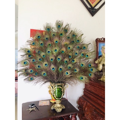 Bình Hoa Lá Tân Cổ Điển Cắm Composite Lông Công 32cm-25cm-14cm