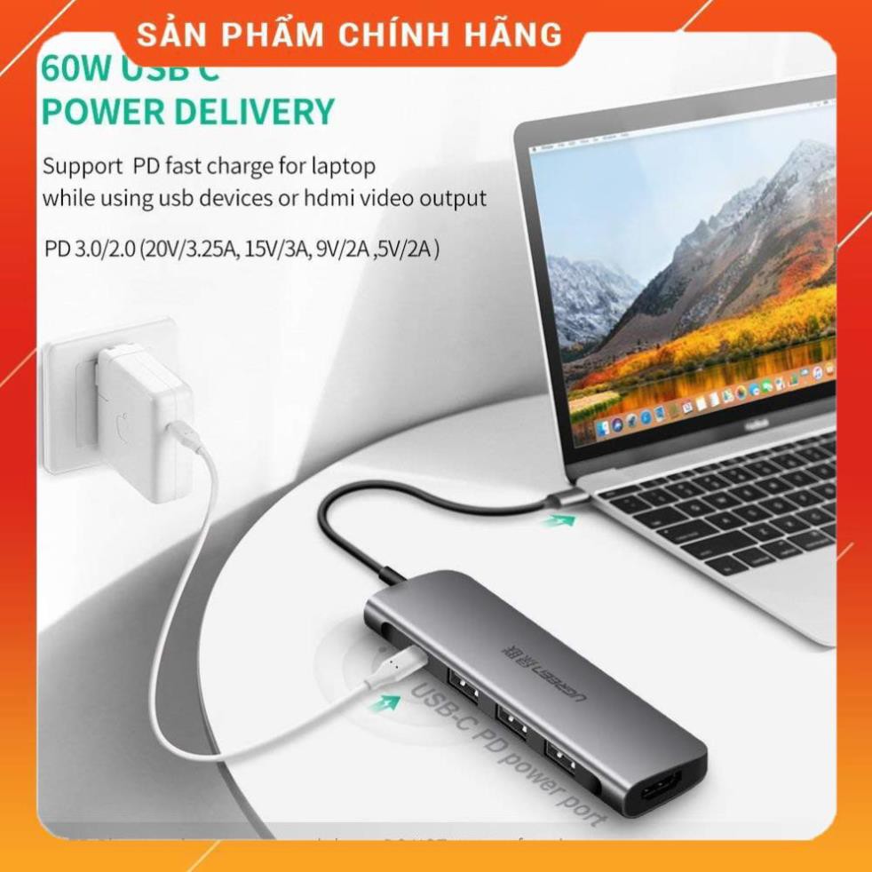 [CHÍNH HÃNG] Ugreen 50209 - Cáp USB Type C sang HDMI / Hub USB 3.0 chính hãng bảo hành 18 tháng