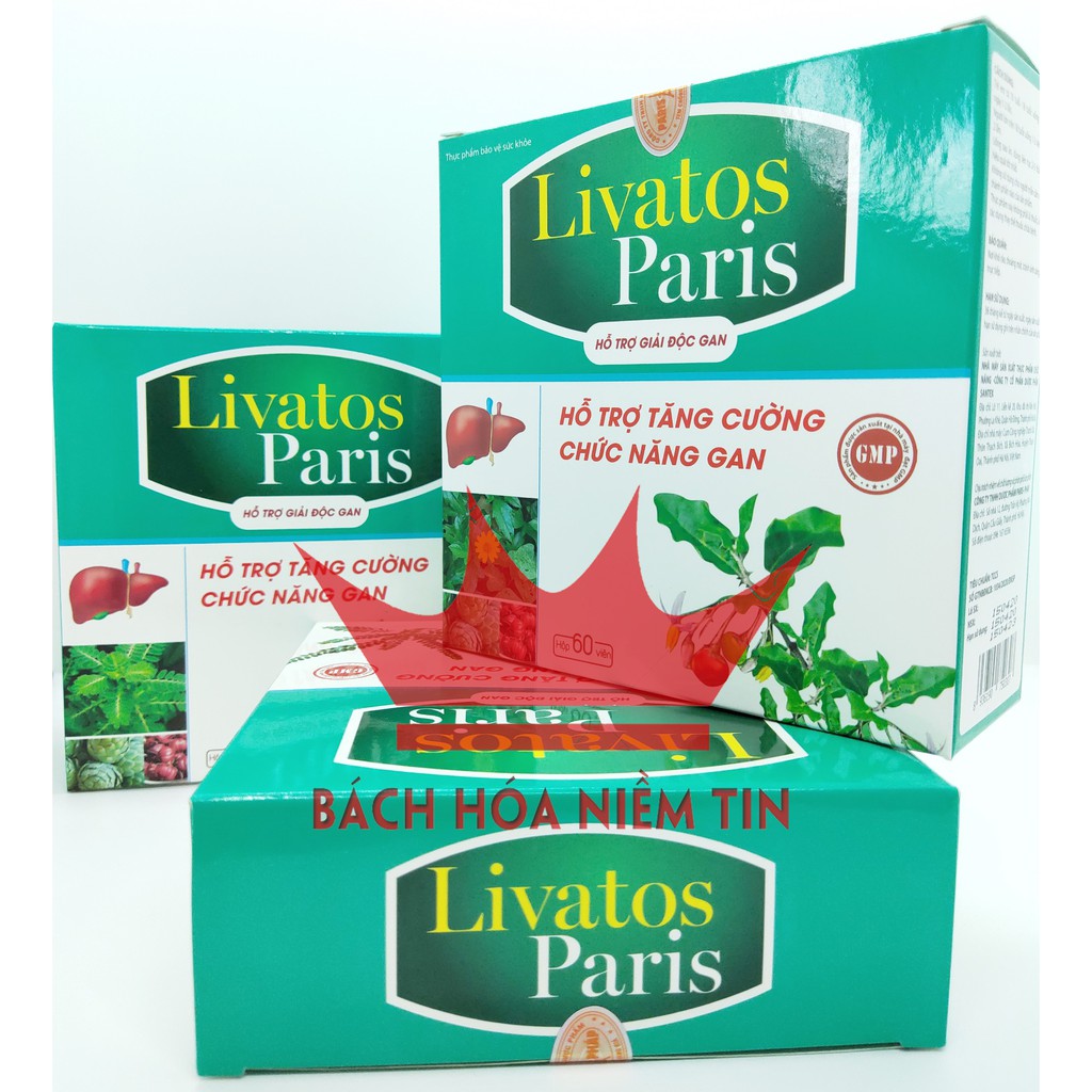 Viên uống giải độc gan Livatos -Paris - Tăng cường chức năng gan, hạ men gan, giảm gan nhiễm mỡ hiệu quả - Hộp 60 viên