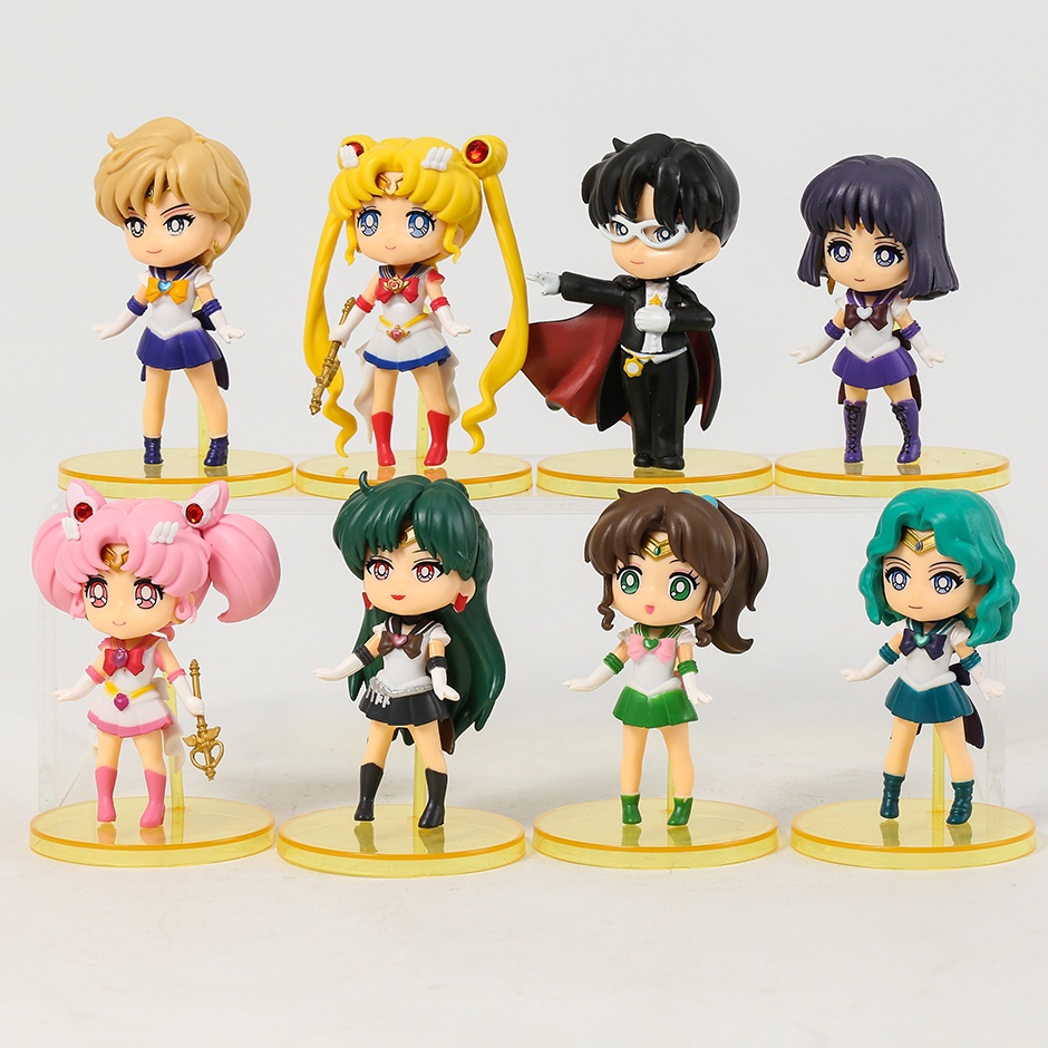 Sailor Moon Bộ 8 Mô Hình Nhân Vật Anime Thủy Thủ Mặt Trăng Bằng Pvc