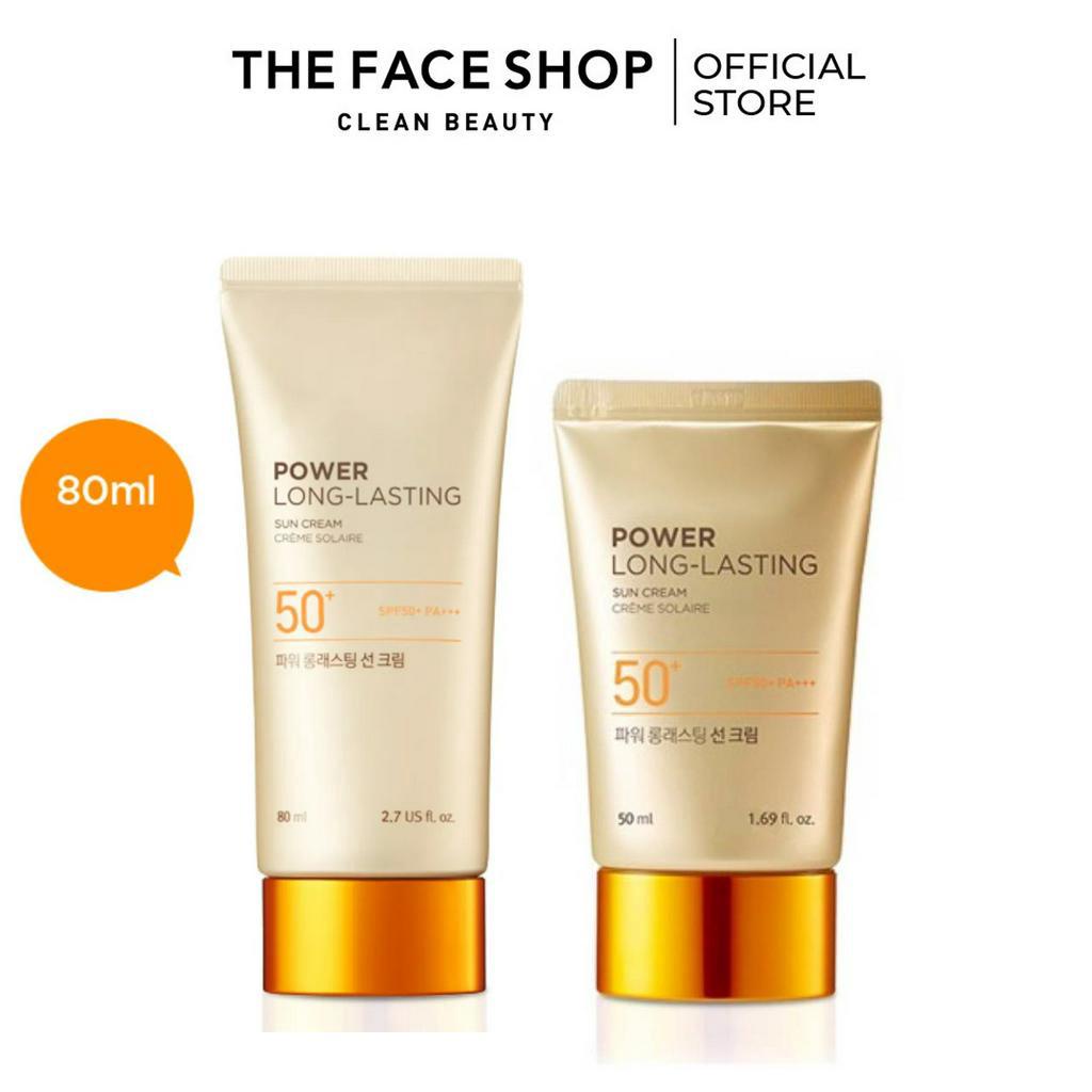 Combo Kem Chống Nắng THE FACE SHOP Long-Lasting 80Ml+Kem Chống Nắng Longlasting 50Ml