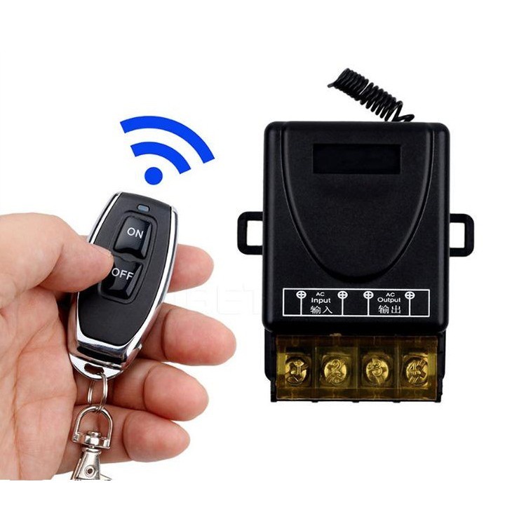 Rơ le 220V 30A mới nhất Công tắc điều khiển từ xa RF không dây 1 Bộ phát + 1 Bộ thu 433MHz Bộ điều khiển từ