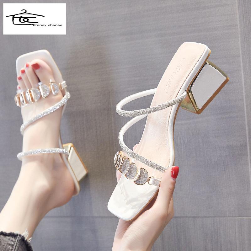 Dép Cao Gót Đính Đá Thời Trang Mùa Hè Dành Cho Nữ