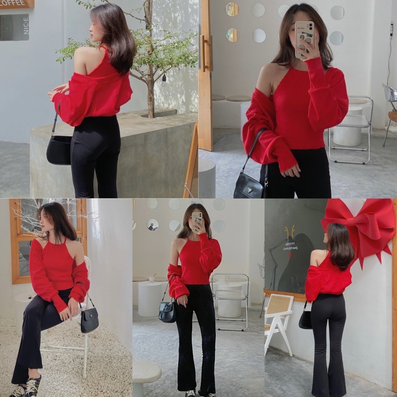 [Mã SKAMFSW175 giảm 10K đơn 50K] SET áo khoác yếm croptop chất bo gân dày tôn dáng che khuyết điểm bắp tay to vai thô ơi