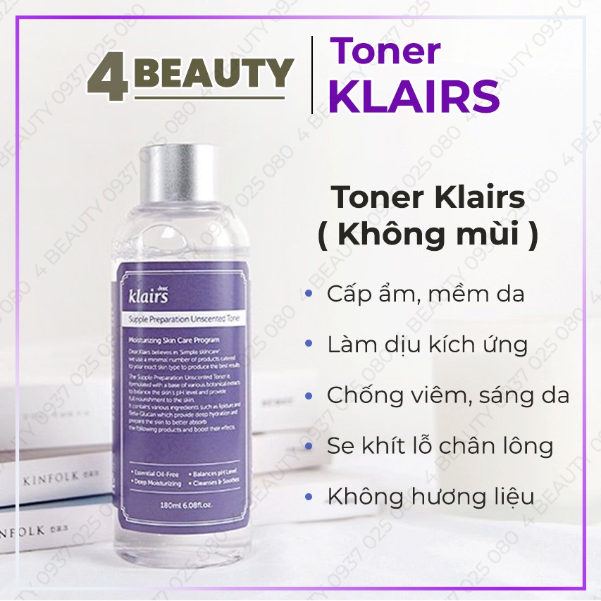 Nước Hoa Hồng Klairs Cho Da Nhạy Cảm 180ml Supple Preparation Facial / Unscented Toner