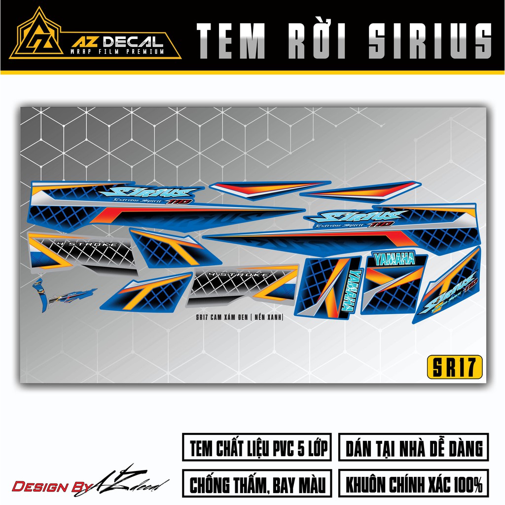 Tem Sirius Mẫu 4 - Stroke Cao Cấp | SR17 | Chất Liệu Chống Nước, Chống Phai Màu, Dễ Dán