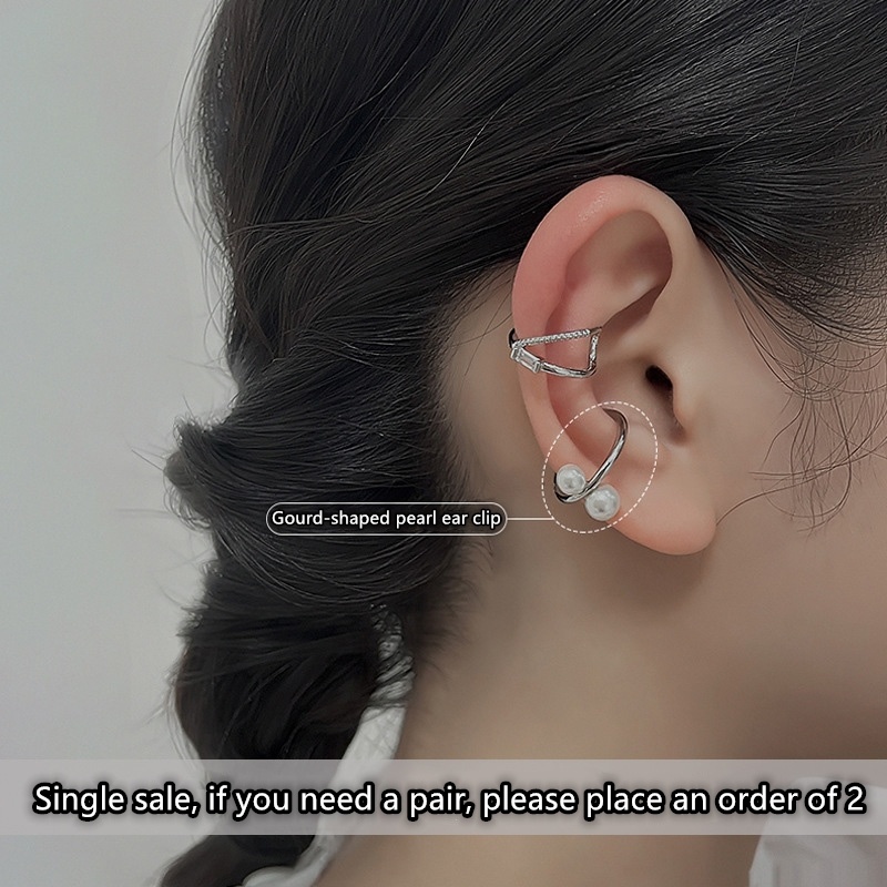 Khuyên Tai Dạng Kẹp S925 Không Cần Xỏ Lỗ Kiểu Dáng Hình Học Đính Đá Zircon Hình Học Dành Cho Nữ