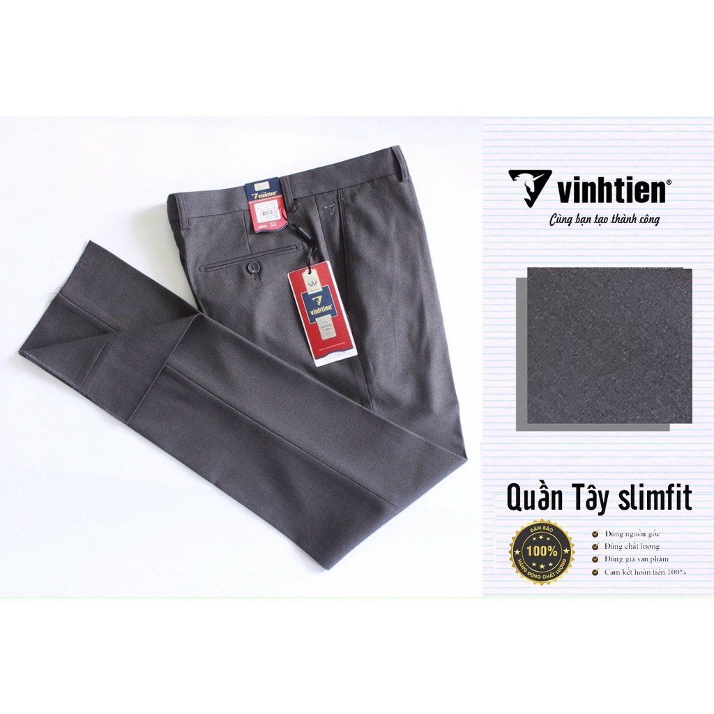 Quần tây Nam Dáng Slimfit Vĩnh Tiến Màu Ghi Tối