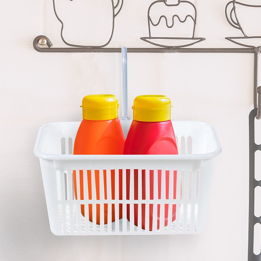 HomeBase JCJ Rổ nhựa có móc Thái Lan W19xD12.3xH18cm màu trắng