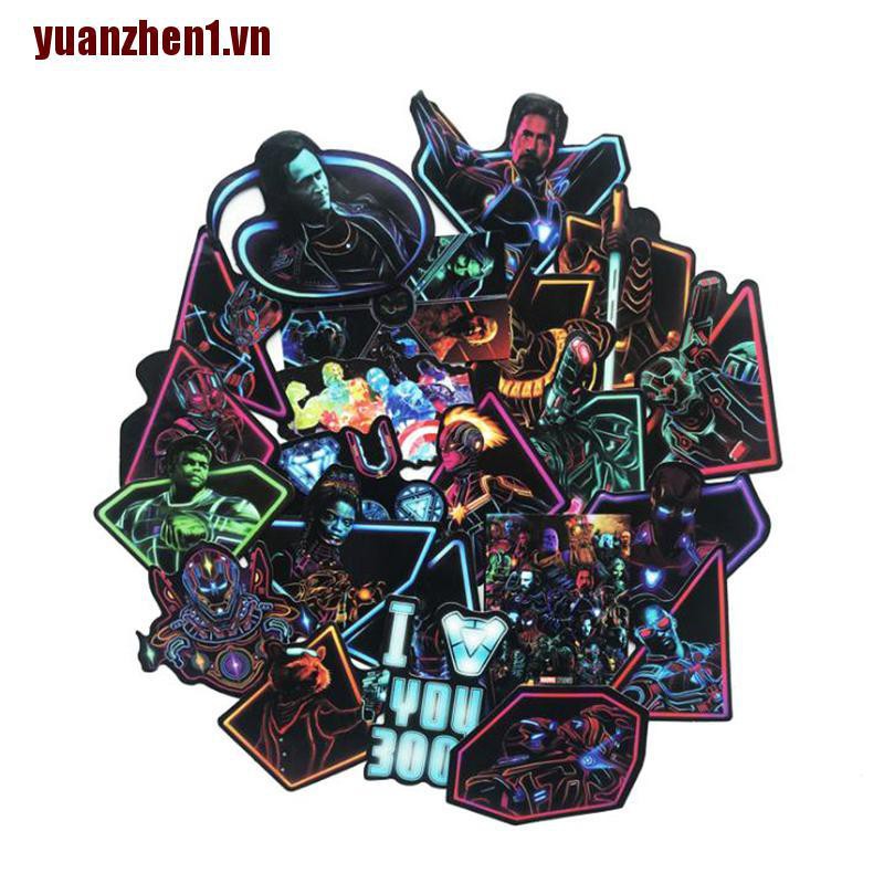 [YUANZHEN1] 100 Miếng Dán Neon Marvel Avengers Siêu Anh Hùng Trang Trí Laptop Ván Trượt Hành Lý Laptop