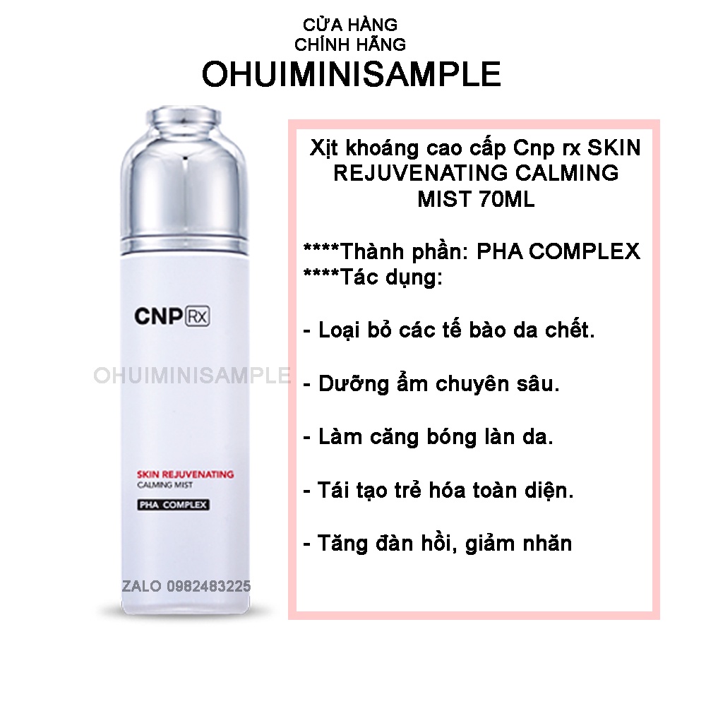 [Date 2024] Xịt khoáng CNPRX SKIN REJUVENATING CALMING MIST 70ML cung cấp độ ẩm chuyên sâu, làm sáng và căng bóng da