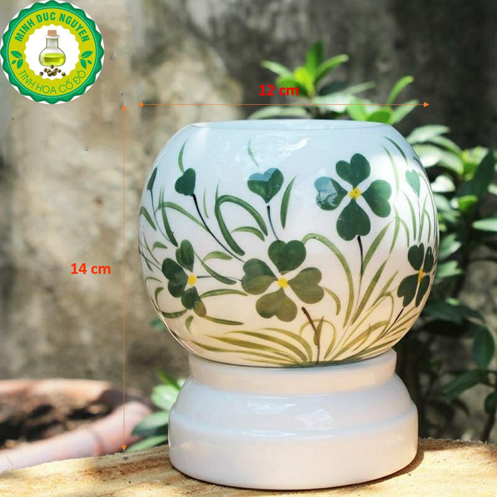 Đèn xông tinh dầu CAO CẤP cỡ vừa cao 14cm_Tặng kèm 2 bóng đèn dự phòng