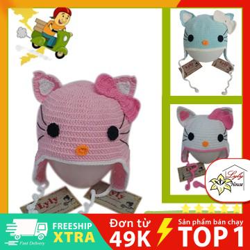 Mũ len móc thủ công hình mèo Kitty
