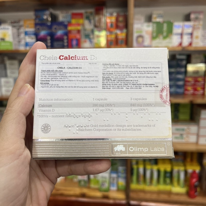 Chela calcium D3 - Canxi D3 chela hữu cơ cho bà bầu, phụ nữ cho con bú và trẻ em trên 6 tuổi, dễ hấp thu, không táo
