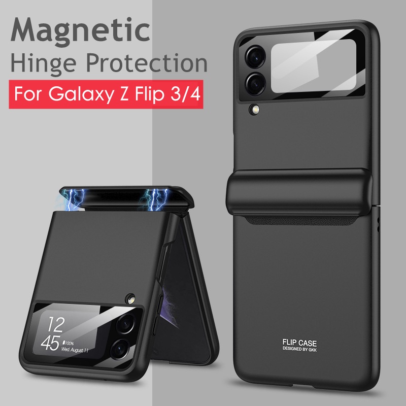 Ốp Điện Thoại Nắp Gập Từ Tính Tráng Gương Phong Cách Doanh Nhân Sang Trọng Cho Galaxy Z Flip 3 Flip 4 5G Z Flip3