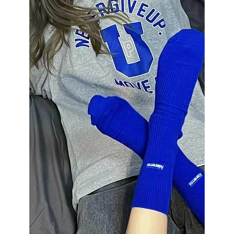 Đôi Vớ Cotton Màu Trơn Thêu Chữ Phong Cách Hàn Quốc