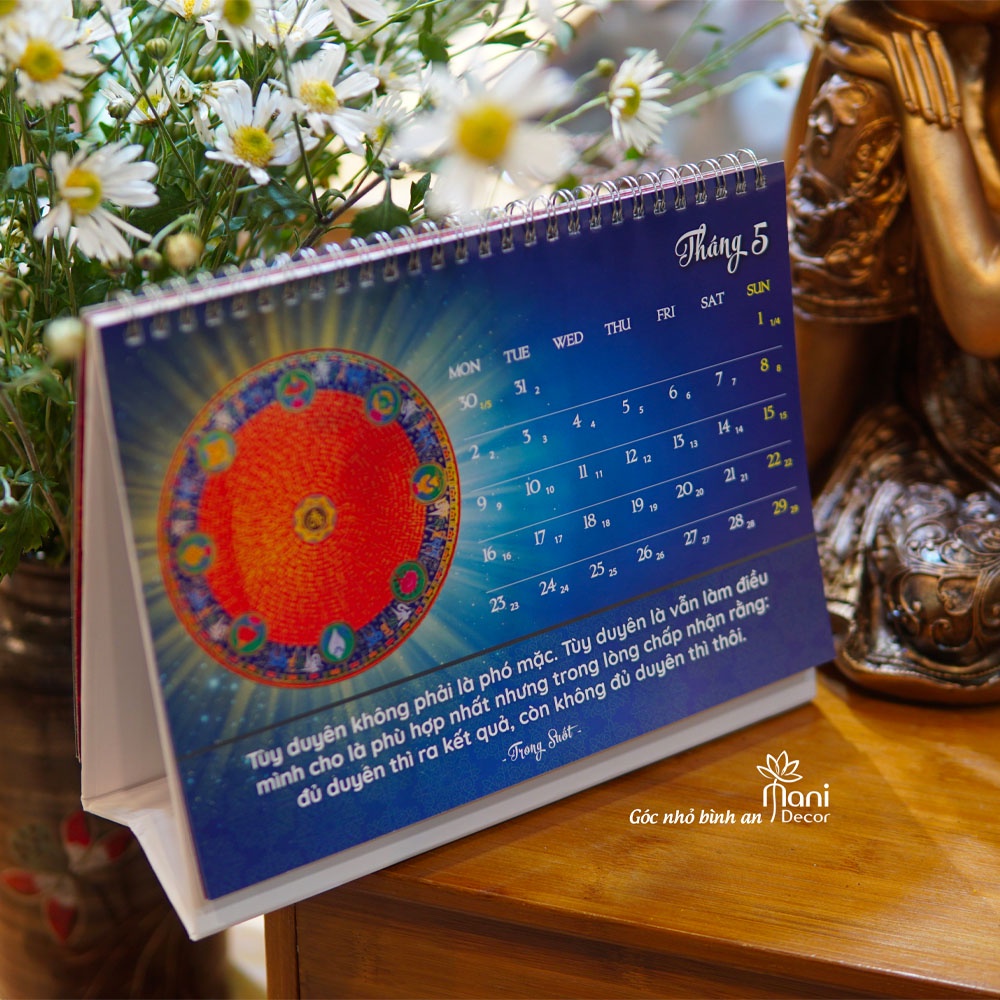 Lịch Trong Suốt 2022 để bàn giúp tăng năng lượng và cho lời khuyên hữu ích phong cách phật giáo Mandala - Mani Decor