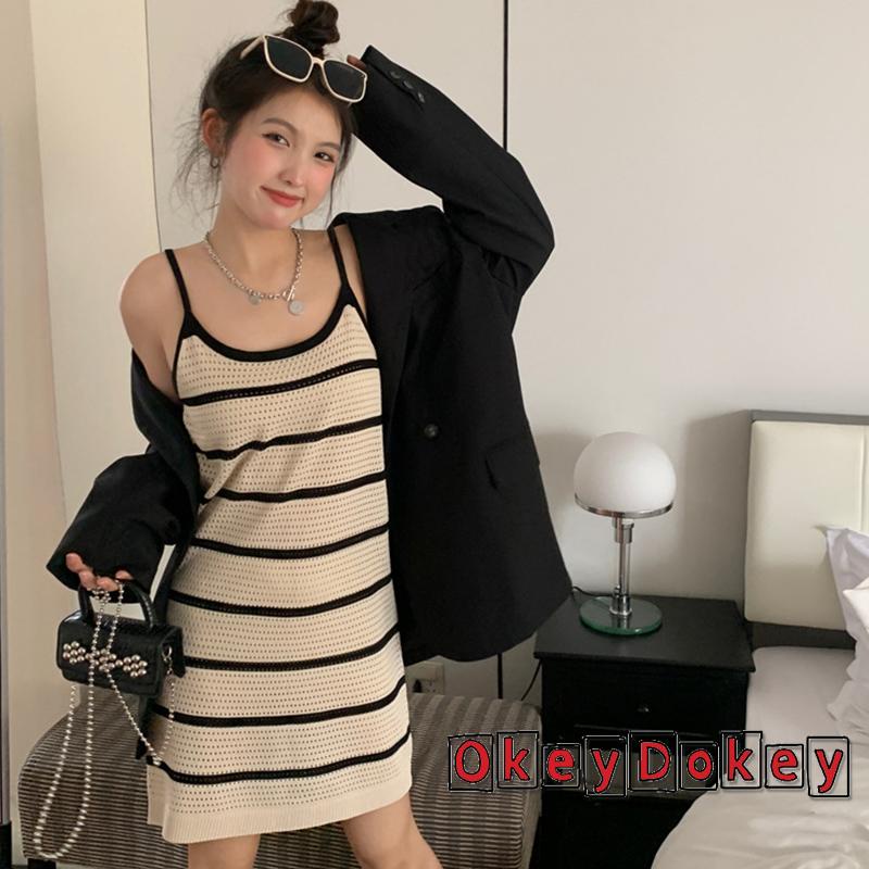 Đầm Hai Dây Mùa Hè Màu Sắc Tương Phản Gợi Cảm Cho Nữ