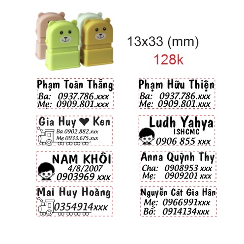 Con Dấu In Tên Lên Quần Áo Trẻ Em Mực Giặt Không Phai