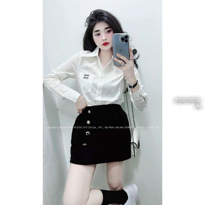 [Mã FAMARAL1 giảm 10K đơn 50K] Áo sơ mi nữ trắng dài tay form rộng miumiu 1 màu | BigBuy360 - bigbuy360.vn