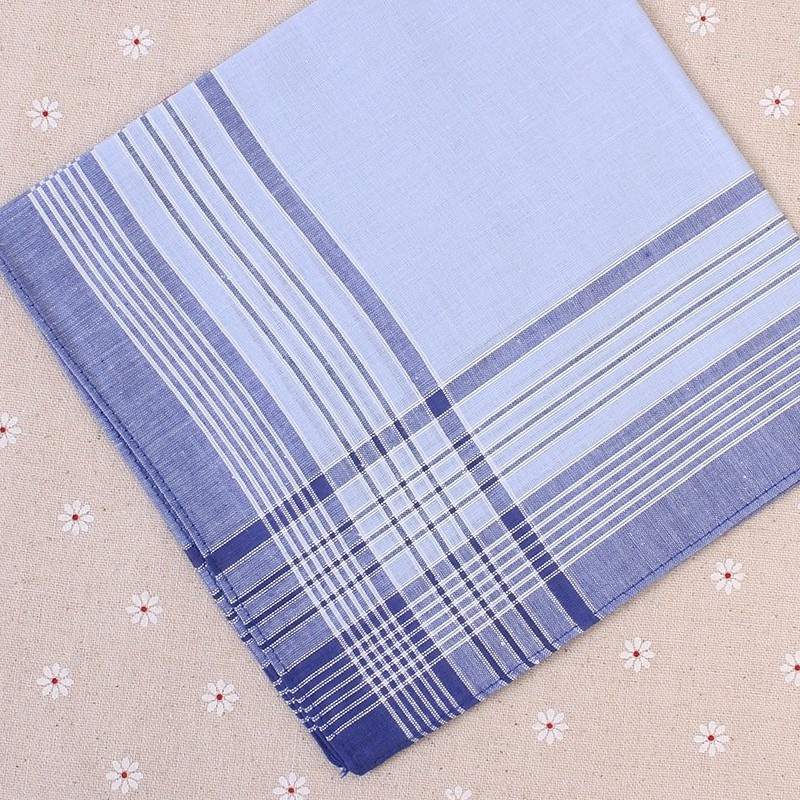 Bộ 5 Khăn Tay Cotton Vuông Kẻ Sọc Cá Tính Cho Nam