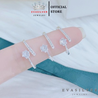 Nhẫn bạc nữ kiểu hở đuôi cáo, nhẫn bạc Free size đính đá sang trọng - Trang sức Bạc Evasilver