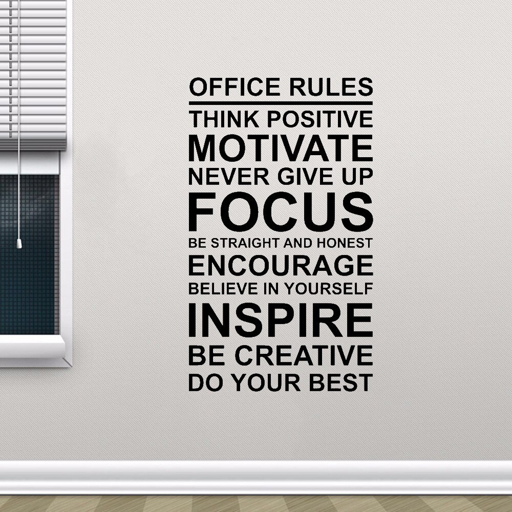Decal dán tường tiếng anh trang trí văn phòng &quot;Office Rules&quot; (45 x 80 cm)