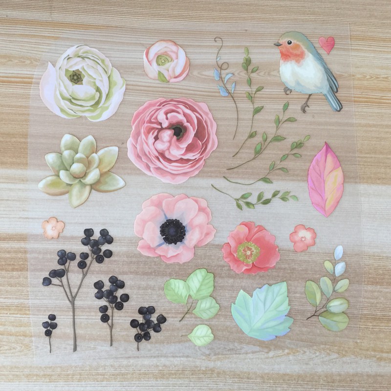 Bộ Phụ Kiện Ủi Quần Áo Họa Tiết Hoa Lá Chim Chuyển Nhiệt Mới Diy