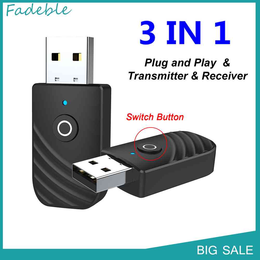 Thiết Bị Thu Phát Âm Thanh Bluetooth USB 5.0 3 Trong 1 Cho TV/PC/Tai Nghe Trên Xe Hơi