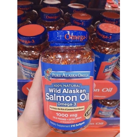 [Hàng Mỹ] Viên uống dầu cá hồi Pure Alaska Omega-3 Wild Alaskan Salmon Oil 1000mg 210 viên -USA Chính Hãng-