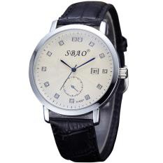 Đồng hồ nam dây da SBAO 02KCN1 (dây den mặt trắng )