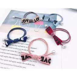 Sỉ 10 buộc tóc ruy băng nơ hình chữ love dây ngắn  27k