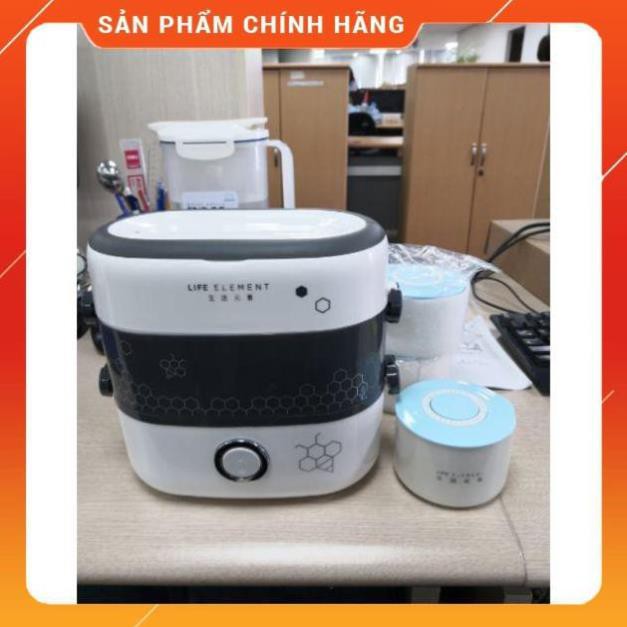 HÀNG NỘI ĐỊA Hộp cơm điện 4 bát gốm sứ 2 tầng, Nồi cơm mini cho dân văn phòng, hộp cơm hâm nóng Life Element -ảnh thật