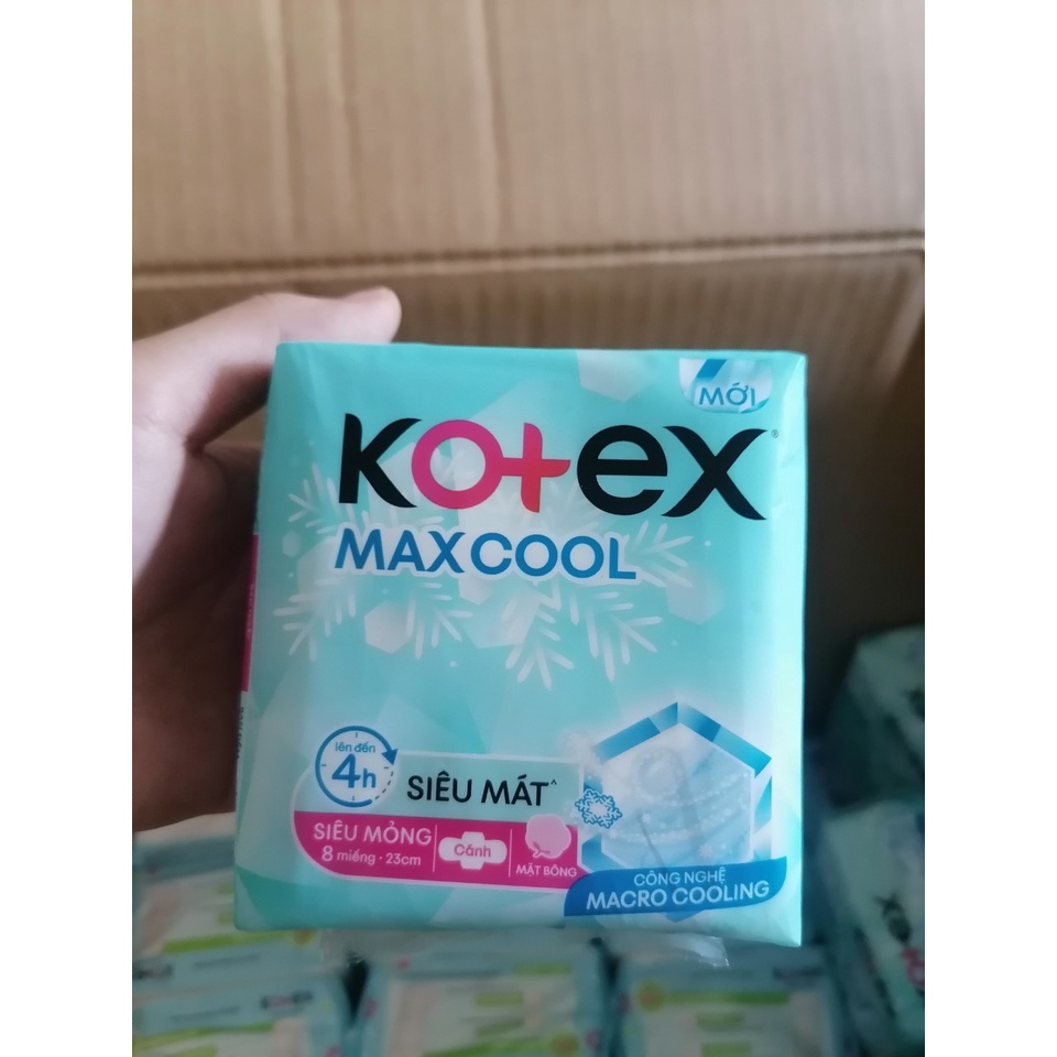 Băng vệ sinh Kotex Max Cool Siêu Mỏng Cánh 23cm (8 Miếng / Gói)